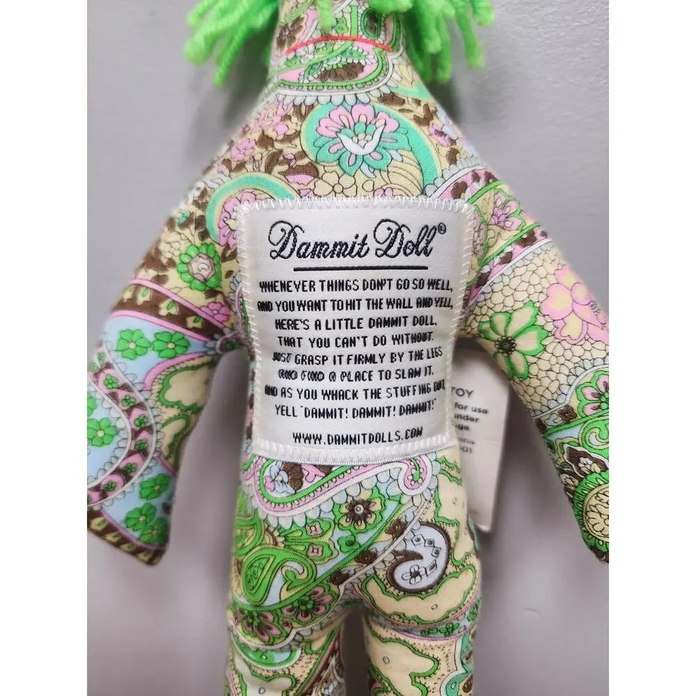 DAMMIT DOLL - GREEN Floral With Green Hair & Blue Eyes Stress Relief